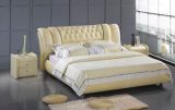 Luxury Italy Leather Bedroom Set King Size Wooden Bed