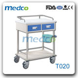 Hospital Metal Patient Trolley, Medical Nursing Trolley with Dustbin