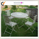 White Folding Round Metal Dining Chairs and Tables (PL08-3591, 3594)