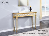 Wooden Golden Console Table with Clear Mirror