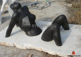 Shanxi Black Granite Abstract Lady Figurine Stone Sculptures