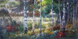 Handmade Canvas Painting Forestry Trees with Heavy Textures for Wall Decor