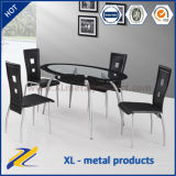 1+5 Seaters Popular 2 Tiers Oval Glass Dining Table