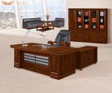 L Shape Dark Brown E1 MDF Veneer Color Office Table for Office Furniture (HY-8718)
