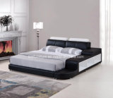 Adjustable Hearboard Modern Bedroom Leather Bed with Storage