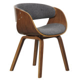 Fabric Upholstery Walnut Veneered Plywood Dining Chair (W13884-4)