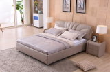 Modern Bedroom Home Furniture Euro Style Soft Double Leather Bed