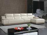 Cream Color L Shape Living Room Home Furniture Leather Sofa (979)