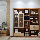 Oppein Modern Wood Grain Decorative Cabinet with Glass (ZS11308)