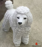 White Marble Stone Poodle Dog Statue Decoration Sculpture