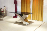 New Metal Base Tempered Glass Dining Table Modern Design