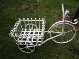 Antique White Vintage Iron Bicycle Planter Holder