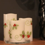 Flowery Printed Flameless LED Candle for Gift and Home Decoration