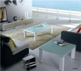 White Metal Coffee Table with Tempered Glass Top (CJ-074A)