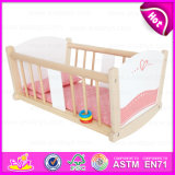 Best Sale Pretend Play Wooden Doll Bed/Wooden Rocking Crib/Wooden Baby Doll Crib W06b036