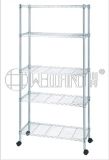 Movable 5 Tier Adjustable Chrome Metal Light Duty Wire Shelving