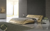 Modern Curving Wooden Frame Beds in Italian Leather