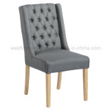 Solid Oak Buttoned Fabric Dining Chair (WH16137)