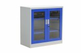 Blue Glass Swing Door Half Height Office Use Filing Cupboard/Cabinet