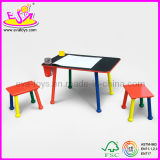 Table with Two Stools School Chair for Kids, Colorful Wooden Toy School Chair for Children, Hot Sale Wooden School Chair Wj278604