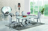 Modern Dining Room Furniture Tempered Glass Top Stainless Steel Dining Table