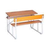 Sencondary School Old Wooden Desk and Chair /Classroom Furniture Double Desk with Benchs