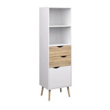 Modern Wooden Solid Wood Legs Bookcase with Drawers