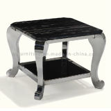 Office Side Table with Stainless Steel Leg Marble End Table