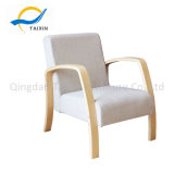 Simple Style Wooden Fabric Sofa with Armrest