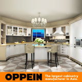 Oppein Classic Solid Wood Curved Kitchen Furniture with Island (OP15-S15)