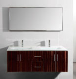 Double Glass Basin Big MDF Cabinet in Bathroom with Mirror Frame