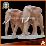 Stone Sculpture Animal Marble Elephant Sculpture for Decoration