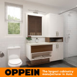 Oppein White Lacquer Wooden Bathroom Vanity Cabinet with Basin (OP16-HS02BV1)