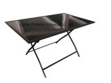 Folded Steel Table with Glass for Outdoor Furniture