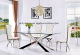 Hot Sale Simple Design Dining Table with Glass Top for Dining Room