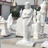 White Marble Carved Woman Statue for Outdoor Decoration