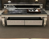 Marble Coffee Table with Silver Stainless Steel Legs