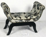 Vintage Fabric/Wooden U Shape Indoor Single Seat Ottoman Bench