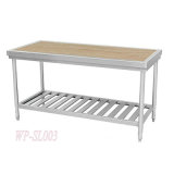 Commercial Kitchen Working Table with Wooden Top and Under Shelf