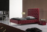 Luxury Crystal Buttoned King Size Leather Bed