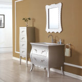 Classic Wood Bathroom Cabinet with Silver Colour