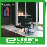 Curved Glass Side Table in Black Color