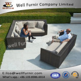 Well Furnir T-004 Triple Woven V Shape UV Proof 7 Seat Rattan Large Corner Sofa Set
