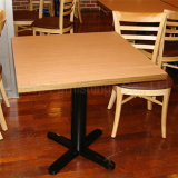 (SP-CS359) Wholesale Cross Cast Iron Base Square Restaurant Wood Table