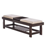 Modern Hotel Furniture Wooden Bed End Stool with Storage Shelf