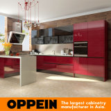 Modern U Shaped Red Acrylic Wood Modular Wholesale Kitchen Cabinets (OP15-A08)