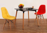 Dining Plastic Chair with 4 Wooden Legs