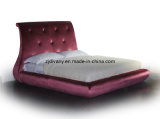 Post-Modern Bedroom Furniture Wooden Fabric Bed (LS-409)