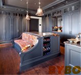 Dark Gray Closet Island with Curved Bench and Shoe Shelves (BY-W-73)