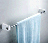 Chrome Stainless/White ABS Towel Bar with Robe Hook